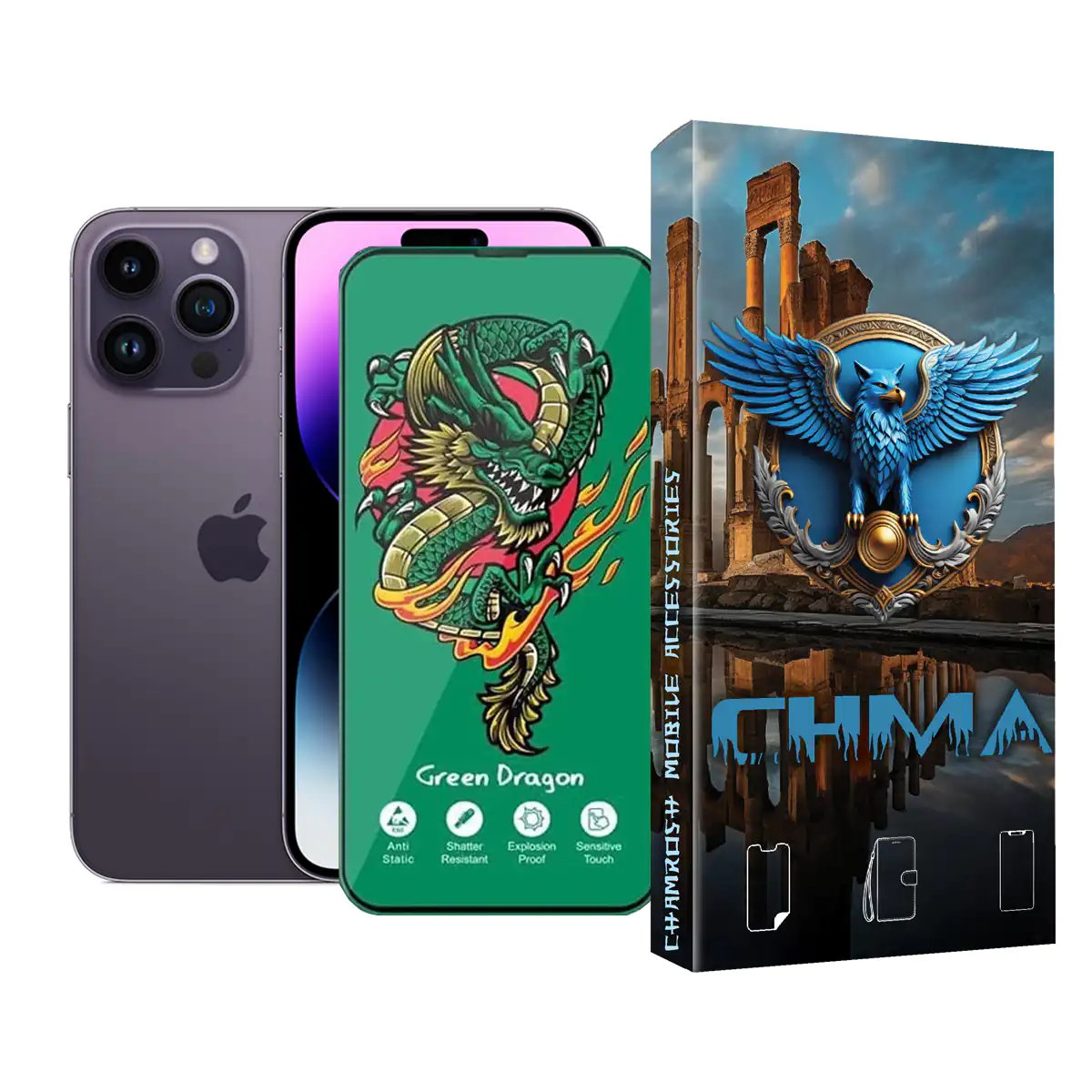 Apple iPhone 14 Pro Max hg گلس و محافظ صفحه نمایش گوشی موبایل آیفون 14 پرو مکس iphone 14 pro max اژدها سبز Horo green